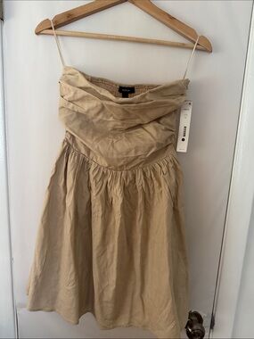 Aqua Beige Strapless Sundress